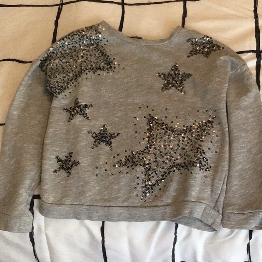 Grey, shimmer, star kids sweater